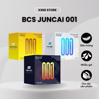  Bao cao su siêu mỏng JUNCAI hộp 10 cái bcs có gai siêu mỏng 001 size to size nhỏ kéo dài quan hệ 