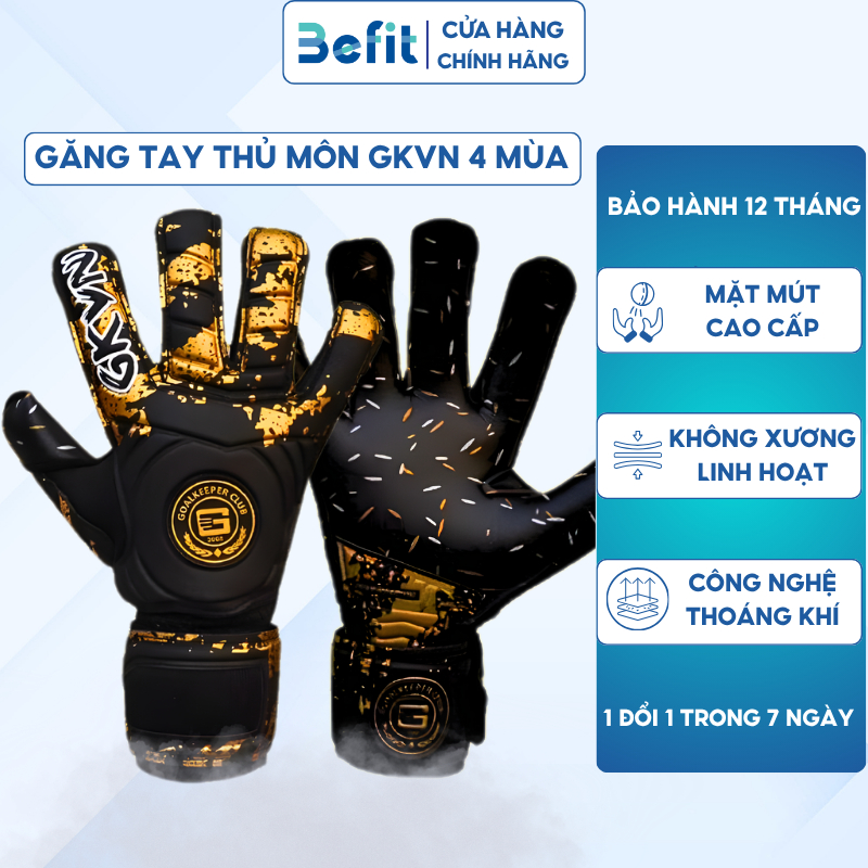 Găng tay thủ môn GKVN 4 mùa Collection chính hãng, Bao tay bắt bóng BEFIT chất lượng cao độ bền cao