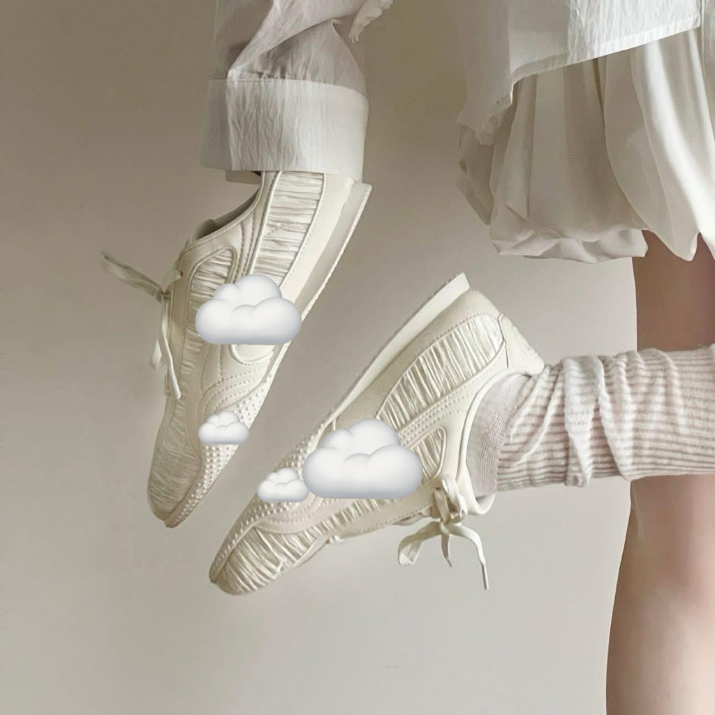 Giày lười búp bê thời trang bigsize nữ cổ thấp màu trắng kem Pu đế bệt siêu êm nhẹ,sneaker đế thấp c