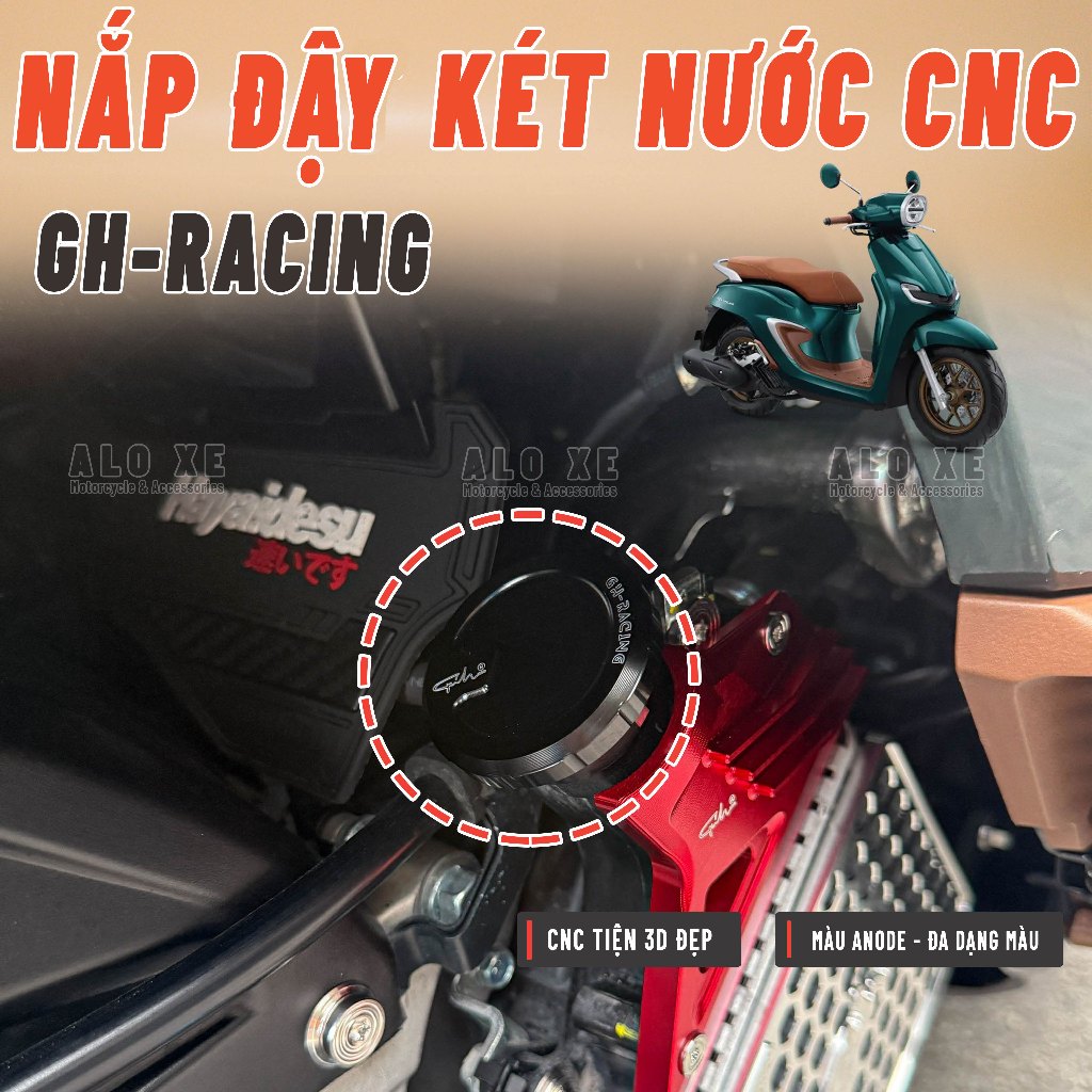 Nắp đậy két nước mát CNC GH-Racing cho các dòng xe LEAD 125, Stylo 160, Vario 160, AB, Shi VN-  nhiề
