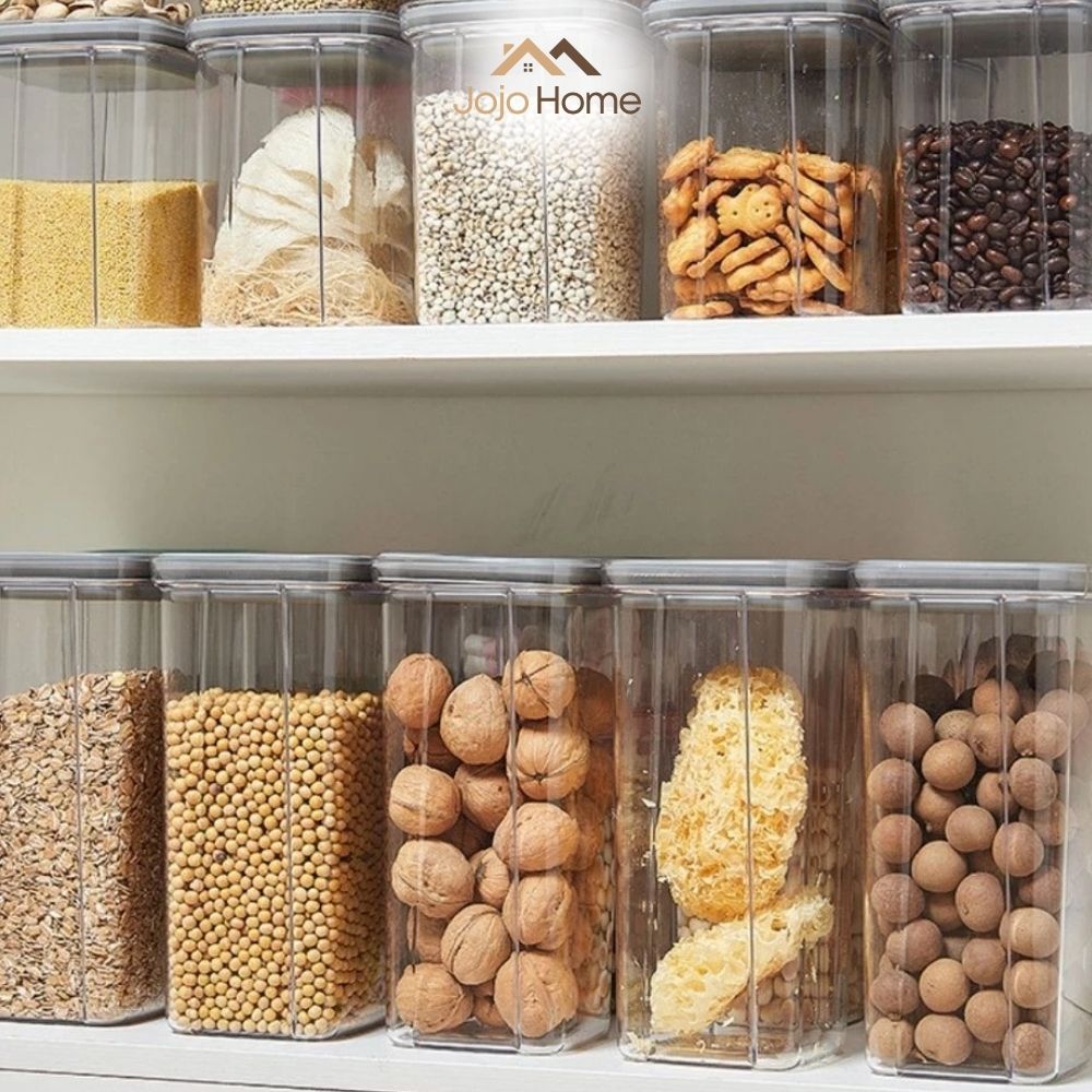 Hộp Nhựa Đựng Thực Phẩm Kín Hơi Trong Suốt, Hộp Đựng Sữa Bột, Gạo, Đồ Khô Dung Tích Cao Cấp