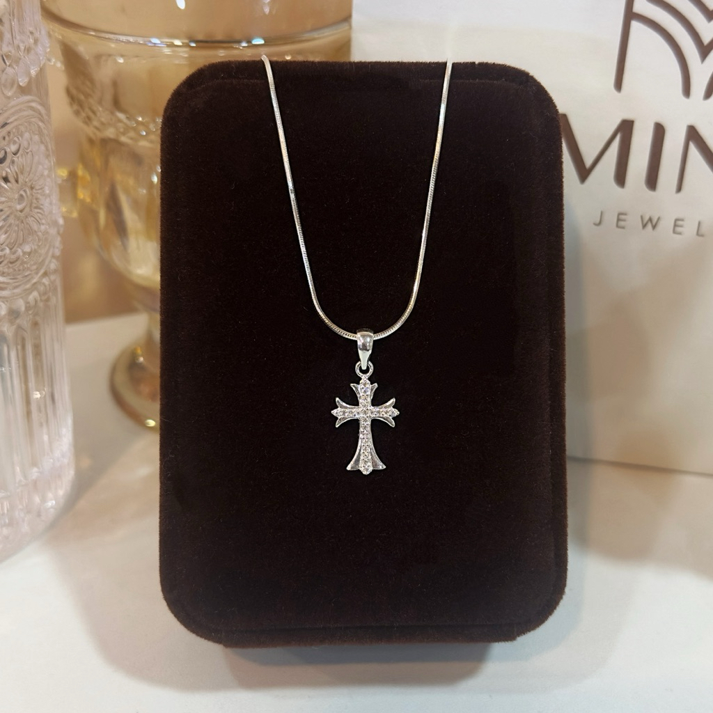 Dây chuyền bạc mặt thánh giá thiết kế Luxury - Trang Sức MINA JEWELRY