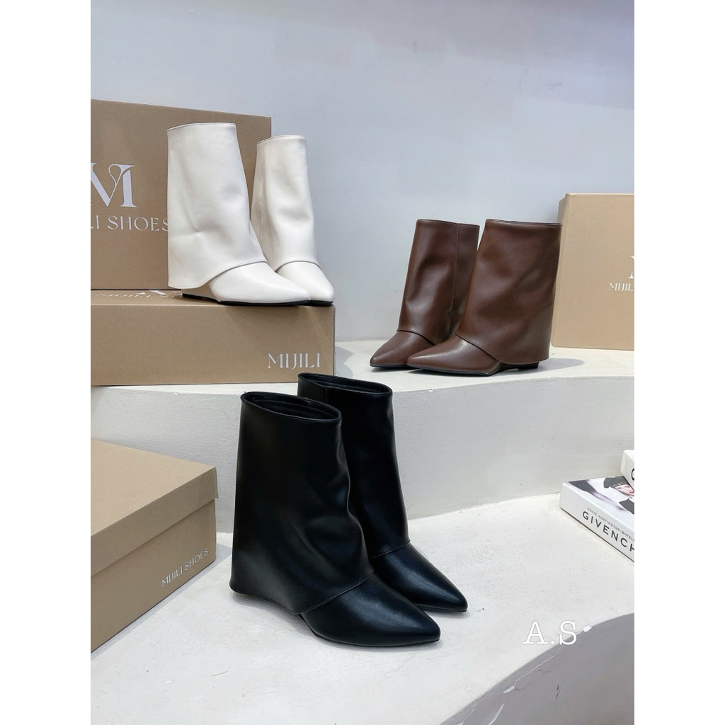 Boot Cổ Thấp MIJILI Trắng Đen Nâu Full Size 35-39  -  M1125