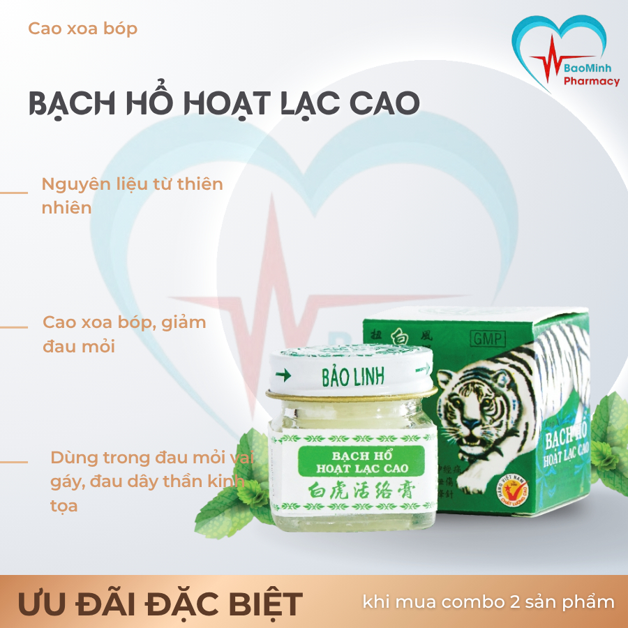 Cao Xoa Bóp Bạch Hổ, Dầu Xoa Bóp Dược Liệu Bạch Hổ Hoạt Lạc Cao 20g