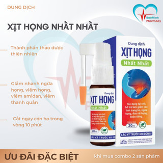  Xịt Họng Nhất Nhất - Giúp Giảm Ho Giảm Đau Rát Ngứa Họng - Chai 20 ml 