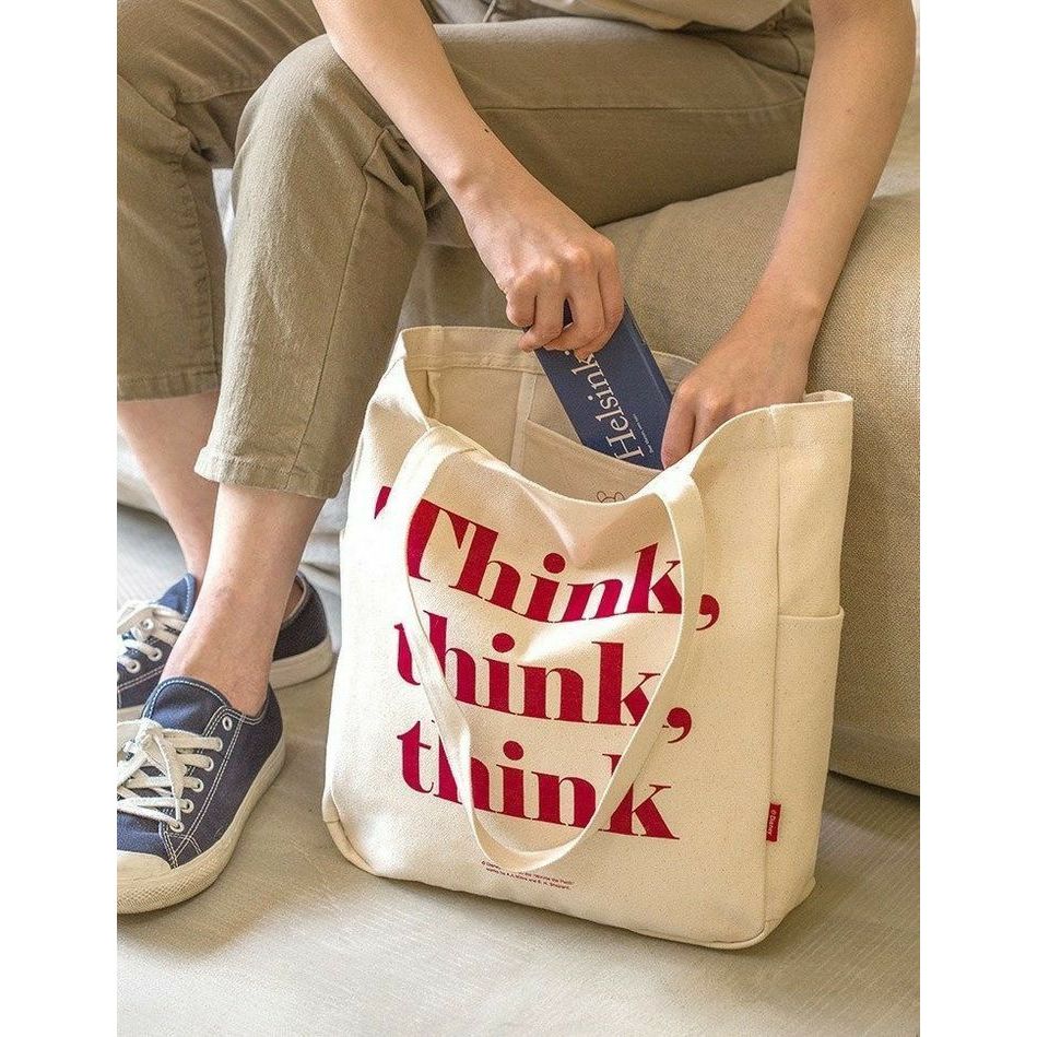 Túi Vải Đeo Vai Họa Tiết Think Think