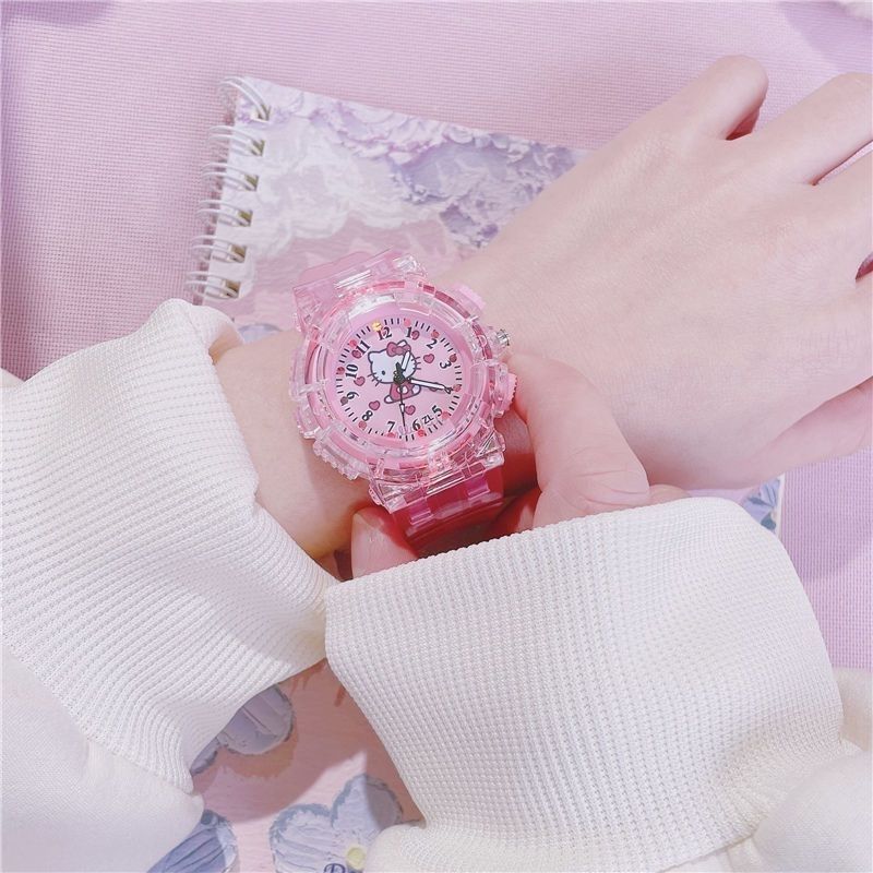 🌟NEW🌟Dễ Thương Đồng Hồ Đeo Tay Kỹ Thuật Số Có Đèn led Hình hello kitty Nhiều Màu Sắc Chất Lượng Cao Cho Bé