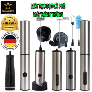 Máy tạo bọt cà phê NOVABOX, đánh trứng, đánh sữa, không dây pin sạc, sạc Type-C, Inox 304, 3 tốc độ, bảo hành 6 tháng.