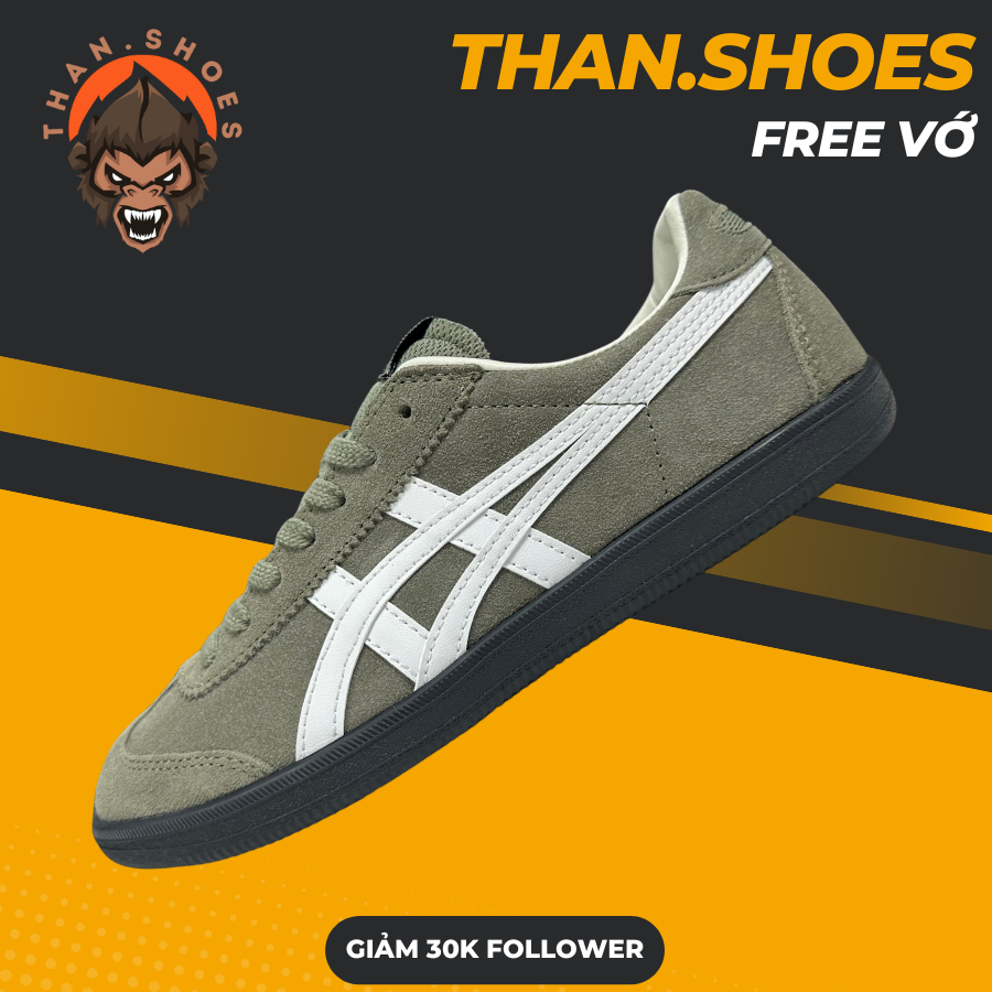 Giày Onitsuka Tiger Tokuten Burnt Green, Tiger Xanh Rêu Trắng