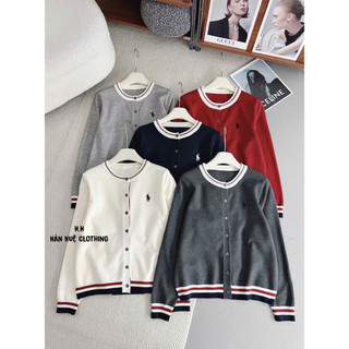   Hương Muối  Áo cardigan len phối viền sọc thêu ngựa - mã 6208 