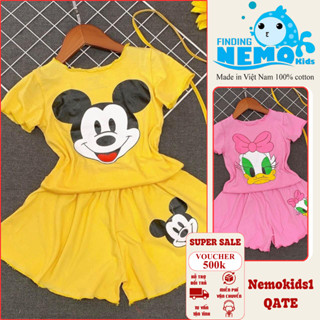 Bộ Đồ Bé Gái Quần Váy Xòe – In Hình Dễ Thương, Chất Mềm Mát, Size 8–25kg | NEMOKIDS