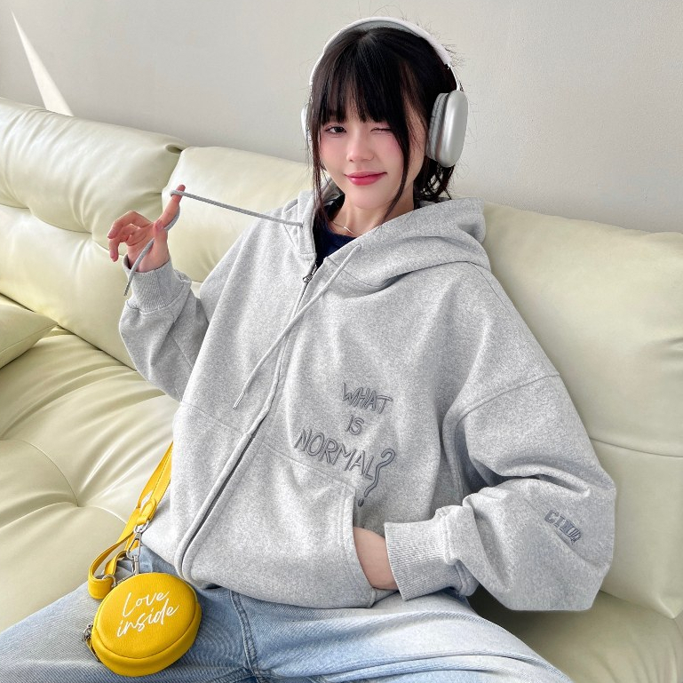 Áo Hoodie Zip Normal Form Boxy Cinder, Áo Hoodie Zip Local Brand Cho Nam Nữ