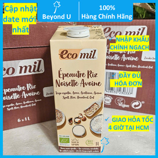  Sữa gạo lúa mì yến mạch và hạt phỉ hữu cơ Ecomil 1L  cập nhật date mới  