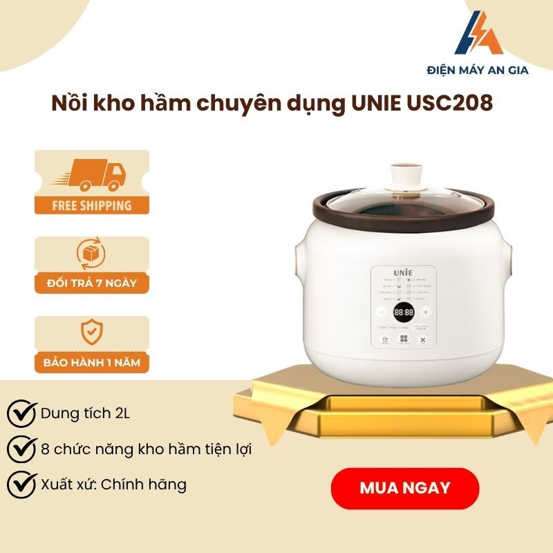 NỒI KHO HẦM CHUYÊN DỤNG UNIE USC208 –  DUNG TÍCH 2L – 8 CHẾ ĐỘ HẦM ĐA DẠNG - PEB