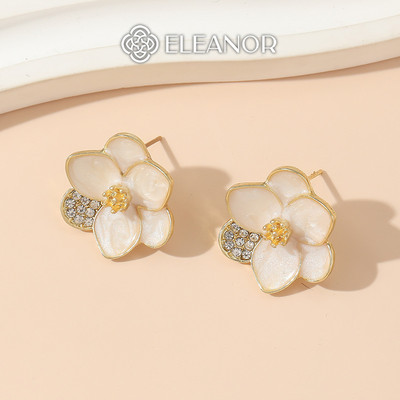 Bông tai nữ chuôi bạc 925 Eleanor Accessories hình hoa đính đá phụ kiện trang sức khuyên tai 10831