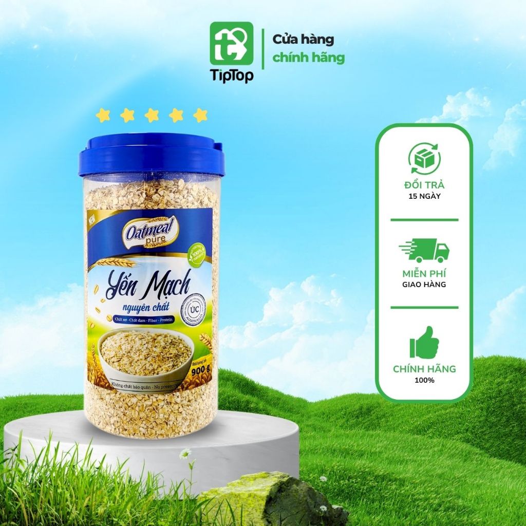 Yến Mạch Nguyên Chất Oatmeal Pure Hủ 900gram Nhập Khẩu Úc Rẻ Tiện Lợi