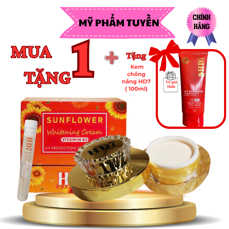 Kem hỗ trợ dưỡng trắng da, mềm mịn da HD7 SUNFLOWER WHITENING VITAMIN B3 ( 35g) + Tặng kem chống nắn