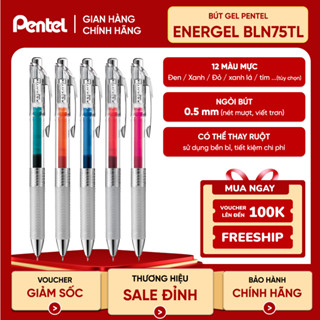  Bút Gel Pentel Energel Infree BLN75TL 0.5mm 10 Màu Vỏ Trong 