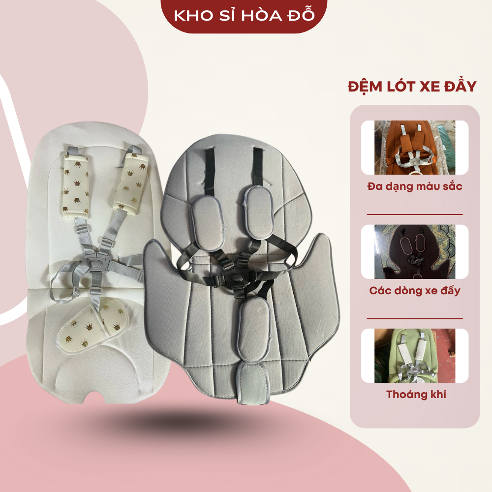 Đệm lót xe đẩy g500, V9, M10 cao cấp kèm dây đai