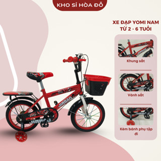   VOUCHER LIVE 100K  Xe đạp Yomi nam giỏ nhựa dành cho bé trai đủ size từ 12-14-16  bé 2 đến 6 tuổi  