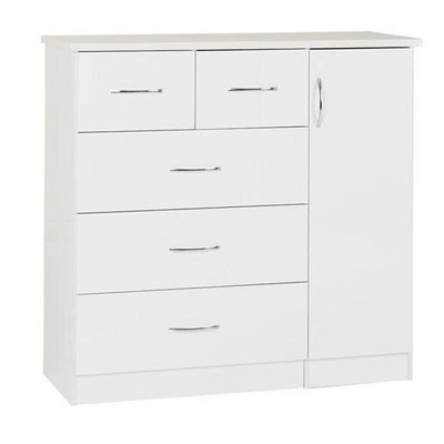 EDLE, Tủ 4 tầng 5 ngăn kéo kèm ngăn treo đồ DRA_234, 110x40x75cm, tủ gỗ Scandi Home