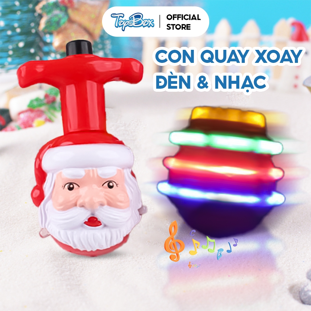 Con Quay Xoay Ông Già Noel Phát Sáng & Phát Nhạc, Đồ Chơi Noel Cho Bé, Con Quay Đèn LED Quay Tay Vui