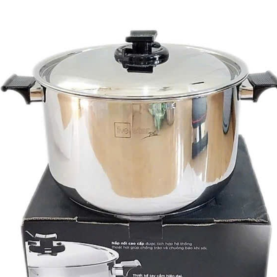 Nồi luộc gà 3 đáy Inox 304 Fivestar Plus 30cm quai nhựa nắp inox