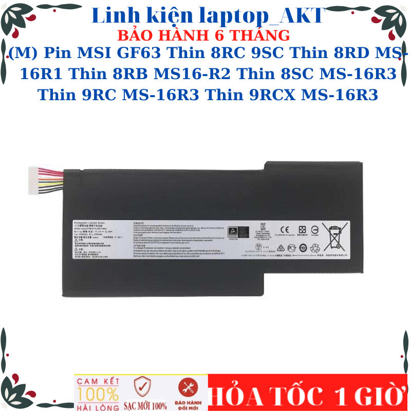 (M) Pin laptop MSI GF63 Thin 8RC 9SC Thin 8RD MS-16R1 Thin 8RB MS16-R2 Thin 8SC MS-16R3 Thin 9RC MS-