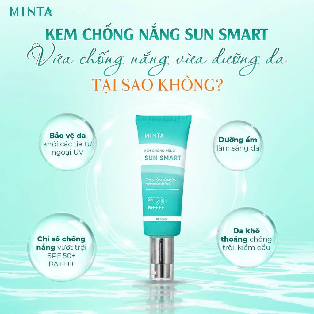 (minta eco) kem chống nắng SUN MART MINTA- chỉ số chống nắng SPF 50+,PA+++, nâng tone, ngừa lão hoá,