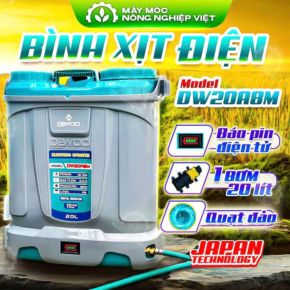 Bình Phun Thuốc Điện 20L - DEWOO - DW20A8M - 1 Bơm