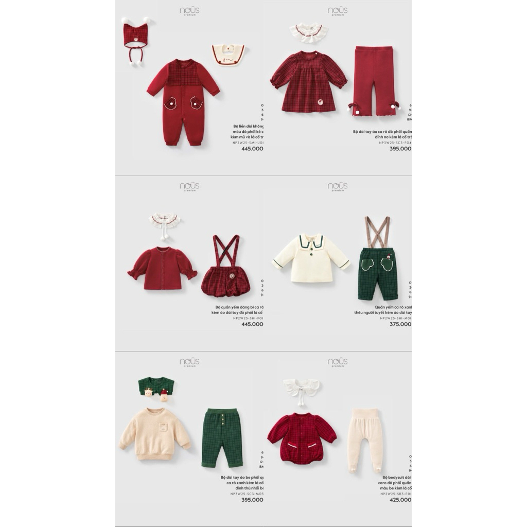 NOUS - BST NOEL 2025 Bộ Noel giáng sinh cho bé trai , bé gái từ 0-12 tháng chính hãng Nous