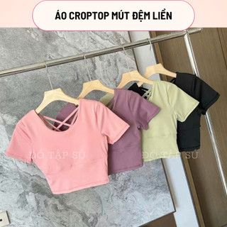   Có ảnh thật  Áo croptop tập gym tập yoga nữ có mút đệm ngực và đan dây sau lưng sexy ôm body 