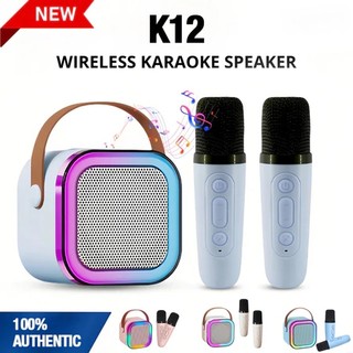  Loa Karaoke Bluetooth Mini K12 Kèm 2 Micro Không Dây,Hát Karaoke Tại Nhà,Chất Âm Hoàn Hảo Mic Hút Âm Nâng Tone 
