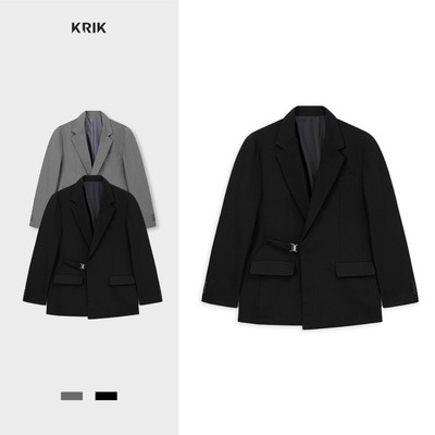 Áo Blazer Nam KRIK Classic Chất Liệu Polyester Thiết Kế Vạt Chéo Dây Đai Thời Thượng BL5521