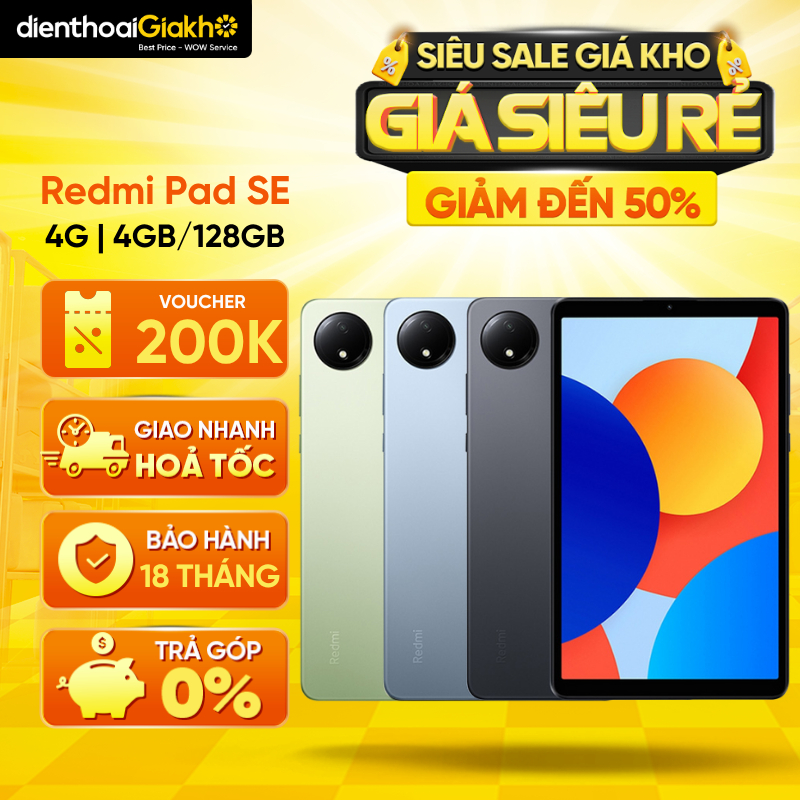Máy Tính Bảng Xiaomi Redmi Pad SE 8.7 4G (4GB/128GB) Chính Hãng | LCD 90Hz | MediaTek Helio G85 8 | 