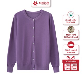  Áo khoác len nữ cổ tròn dài tay áo len cardigan nữ len dệt kim mặc mùa thu đông MELINFA VAA0260 