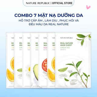  Combo mix 7 mặt nạ Nature Republic hỗ trợ cấp ẩm làm dịu phục hồi và đều màu da Real Nature Mask Sheet 23ml 