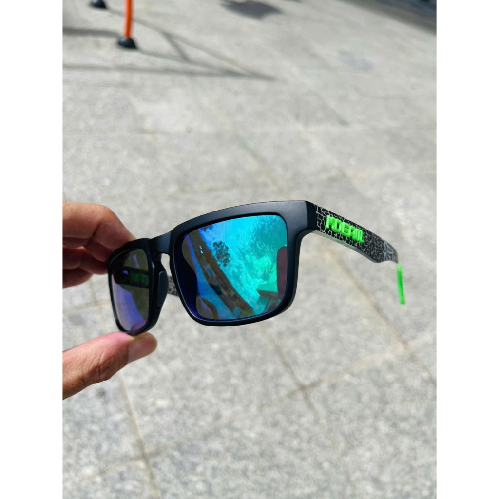 KDEAM KD332 Kính Mát Polarized Nam Nữ – Gọng Xanh Neon, Tròng Gương Xanh C2