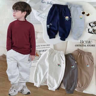   Nhiều mẫu  Quần dài thun da cá bé trai ấm áp Bernie in thêu hình đáng yêu - Quần thu đông bé trai 10-26kg 