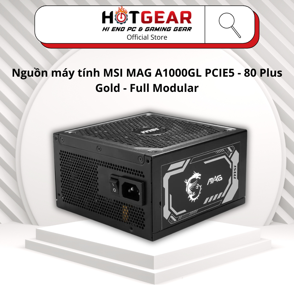 Nguồn máy tính MSI MAG A1000GL PCIE5 - 80 Plus Gold - Full Modular
