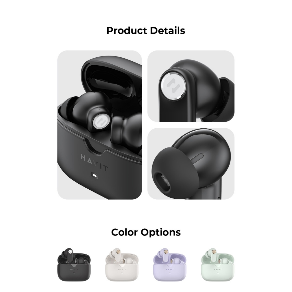 Tai Nghe Không Dây Havit TW992 ANC 4Mic ENC Khử Ồn Gió Bluetooth 5.4 | BigBuy360 - bigbuy360.vn