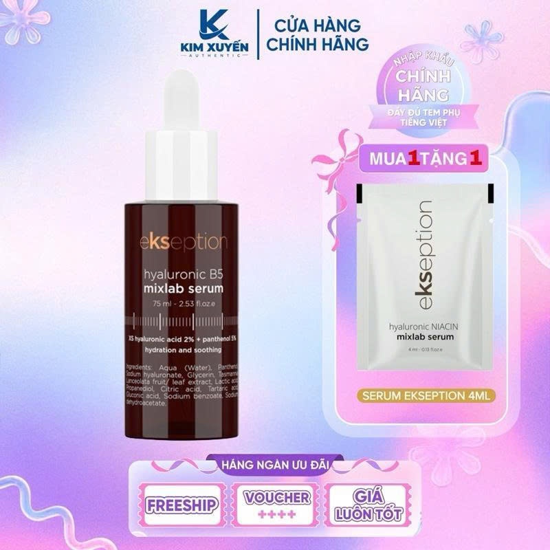 [B5] Serum EKSEPTION Hyaluronic B5 Mixlab 75ml - Tặng 1 Gói sample Serum HA B5 4ML