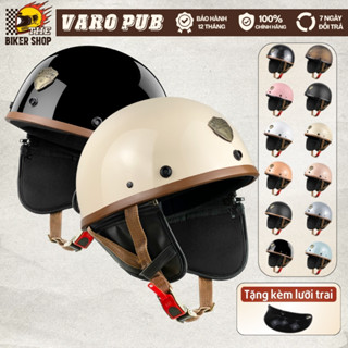 Mũ Bảo Hiểm Nửa Đầu VARO PUB - Chính Hãng Bảo Hành 12 Tháng -Ốp Da Cao Cấp Tháo Rời Linh Hoạt