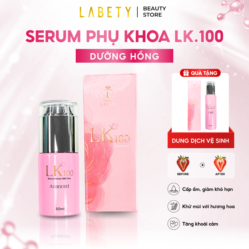 [Che tên] Gel se khít làm hồng vùng kín LK100 30ml, Khử thâm, cấp ẩm, giảm khô hạn, trẻ hóa cô bé