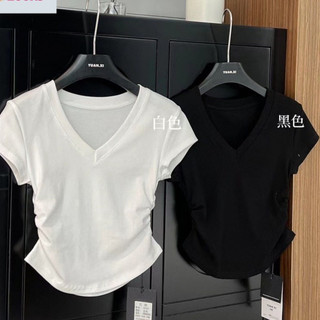Áo Croptop Cổ Chữ V Nhún Eo Nữ Form Ôm Body Basic Thời Trang CR03 CinZy SG