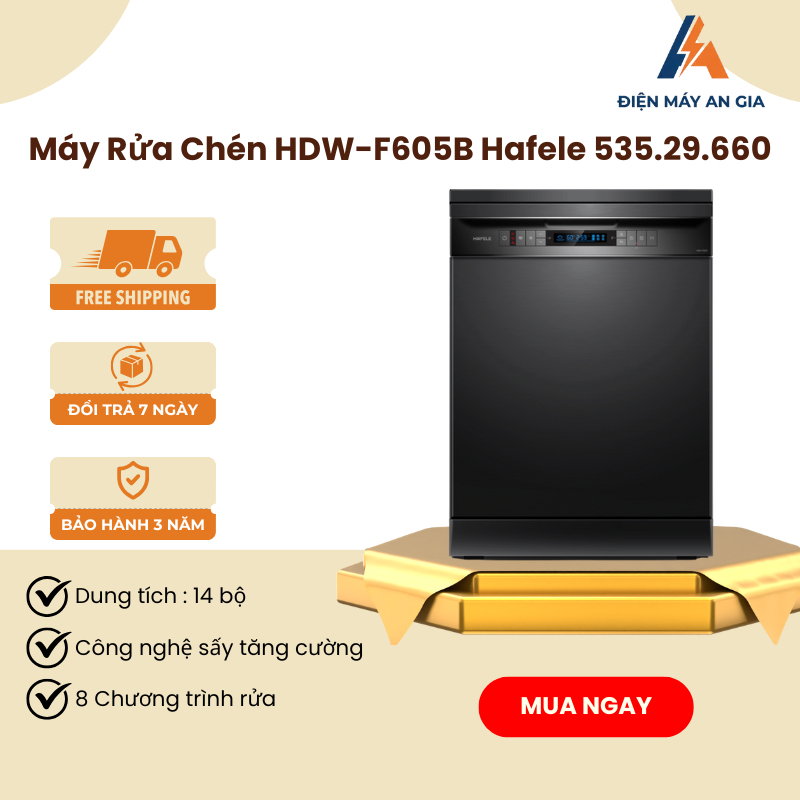 Máy Rửa Chén Độc Lập HDW-F605B Hafele 535.29.660 – Công nghệ sấy tăng cường - PEB