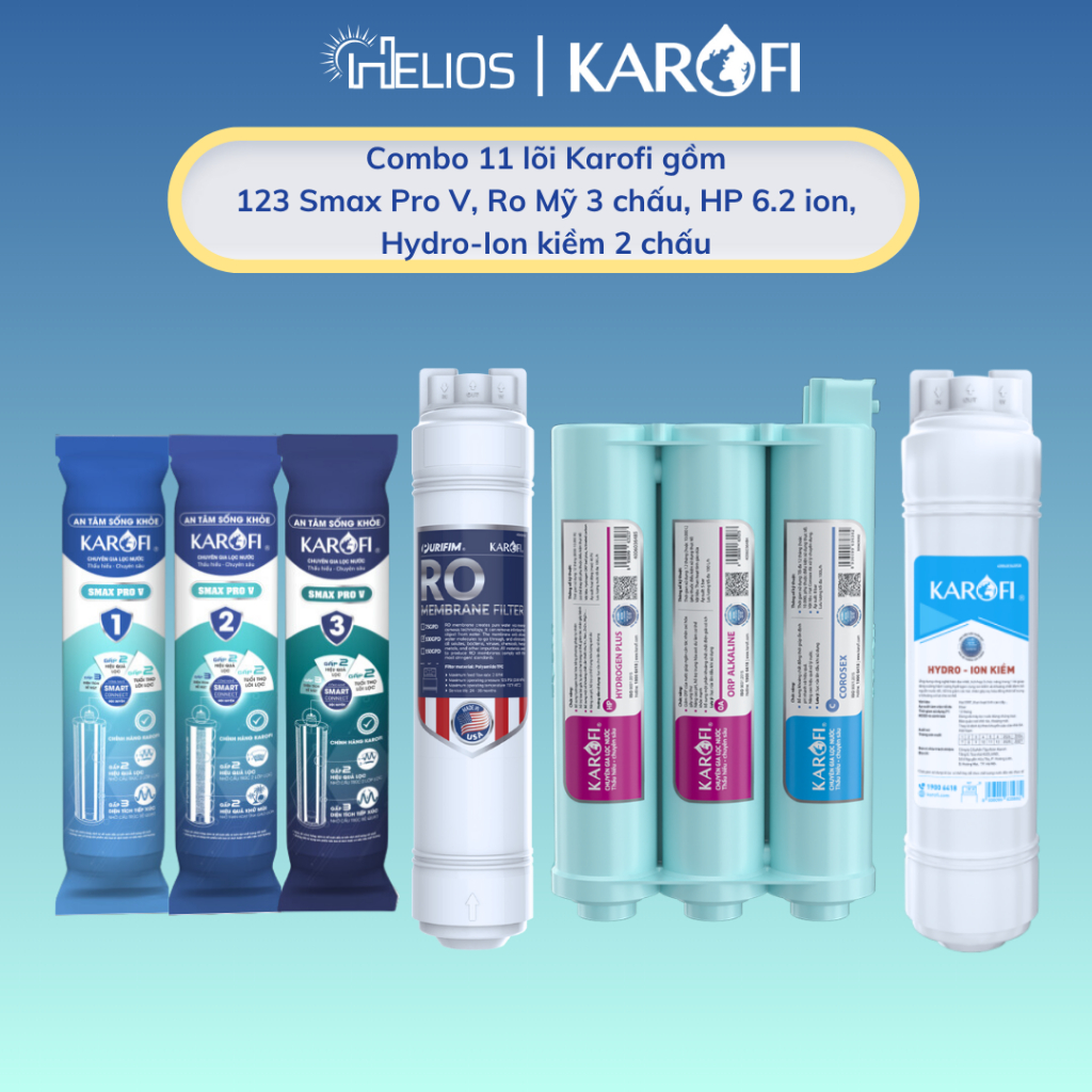 Bộ 11 lõi Karofi tháo lắp nhanh cho các máy model KAD-D66S Pro, KAD-D20,... (Smax V, RO 3C, HP 2C, H