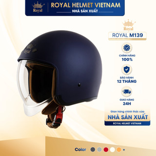 [NHÀ SẢN XUẤT] [XANH MỰC] Mũ Bảo Hiểm 3/4 Royal M139 Trơn Kính Âm Chính Hãng, Kính Trà, Chống Chói, Chống UV