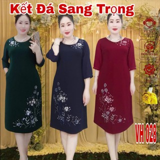 Váy đầm trung niên VH028 tặng Mẹ thiết kế đính đá kim sa ,sang chảnh ,fom dáng che khuyết điểm bụng rất tốt,.