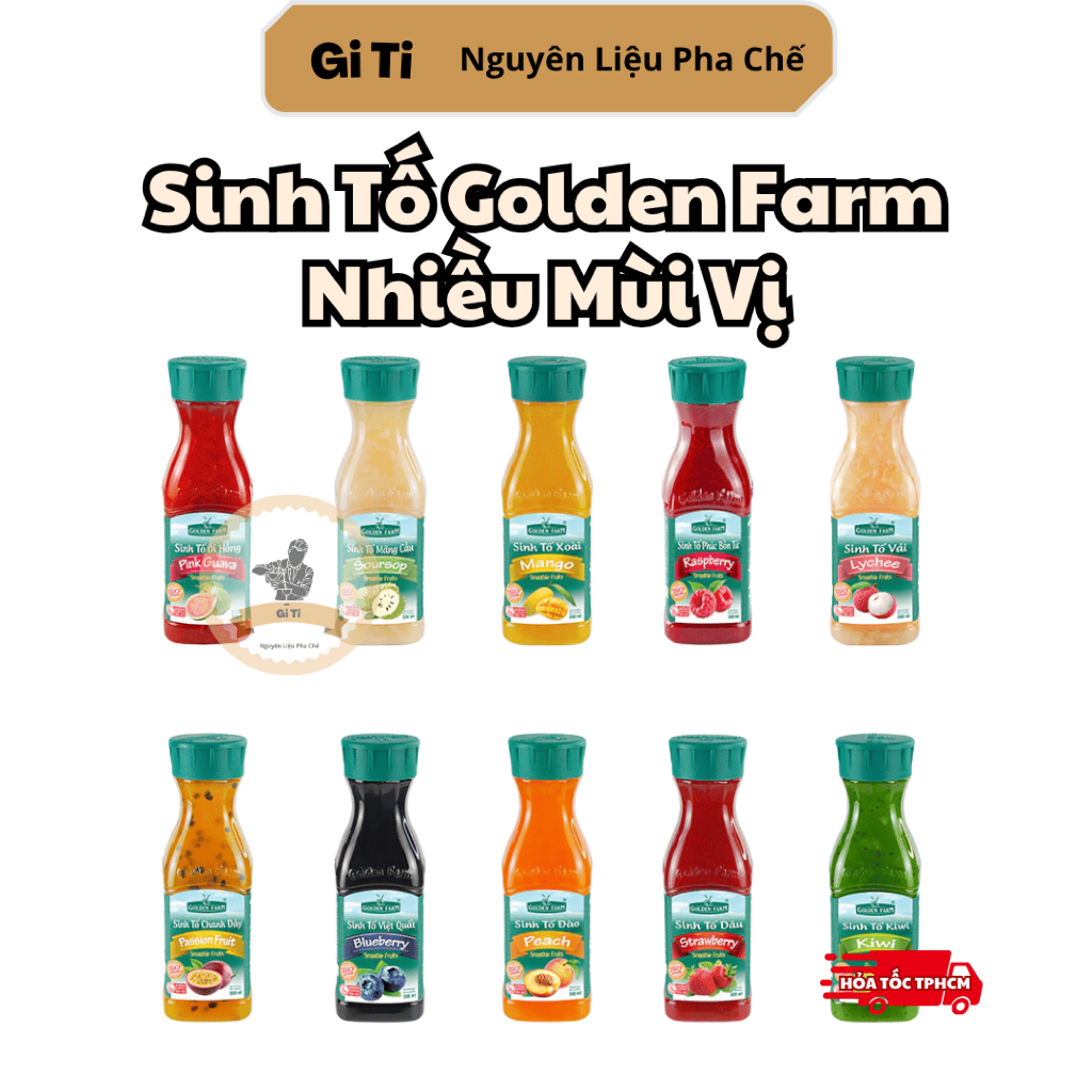 [Chính Hãng] Sinh Tố Golden Farm Nhiều Vị 1L | Mứt Golden Farm | Nguyên Liệu Pha Chế